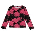 thumbnail image 4 of LTTVQM Toddler Girls Shirts Size 11-12 Long Sleeve Casual Fall Floral Print Tunic Tops Basic Crew Neck Blouses Soft T-Shirts Hot Pink 11-12 Years, 4 of 4