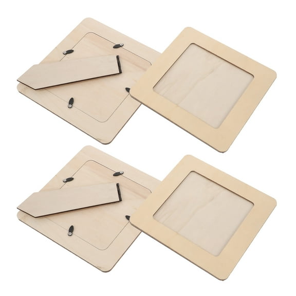 KAKOWELY Blank Wooden Photo Frame Khaki 4Pcs 6x6in