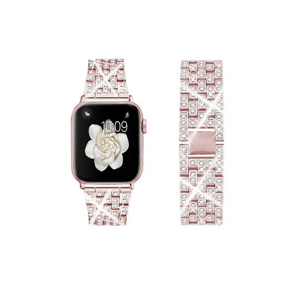 Worryfree Gadgets Bling Metal Band for iWatch Rose Pink 42/44/45/49mm (WX102-RPNK45)