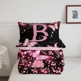 thumbnail image 5 of Manfei Lovely Initial Sequin Print B Full Size Comforter Sets,Pretty Butterfly Bedding Comforter Set,Pink,Pink Reversible,3pcs,1 Comforter and 2 Pillowcases, 5 of 7