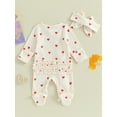 thumbnail image 5 of Elippeo Baby Girls Valentine's Day Jumpsuit 3M 6M Long Sleeve Crew Neck Heart Print Ruffle Zipper Romper with Headband, 5 of 10