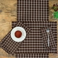 thumbnail image 3 of Windowpane Cocoa Plaid Striped 100% Cotton Set of 6 Napkins, 3 of 4