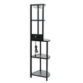 thumbnail image 6 of Hassch Industrial Corner Shelf with Power Outlets & LED Lights & Glasses Holder, 5 Tier Bar Rack, 59.8"H Open Bookcase Display Rack for Living Room, Dining Room, Kitchen, Black, 6 of 9