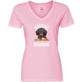 thumbnail image 3 of Inktastic Protected by a Dachshund Dog Women's V-Neck T-Shirt, 3 of 5
