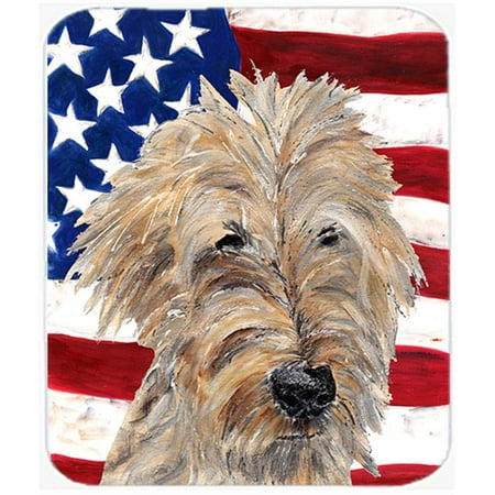 

15 X 12 In. Goldendoodle USA American Flag Glass Cutting Board Large Size