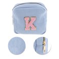 thumbnail image 4 of Unique Bargains 1 Pc Letter K Pattern Makeup Bag for Travel Blue Corduroy, 4 of 5