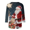 thumbnail image 7 of Oksale Santa Claus Printing Blouses for Women Plus Size Christmas Shirts Loose 3/4 Length Sleeve Tops Casual Round Neck Top Lightweight Soft Clothing Multicolor S, 7 of 7