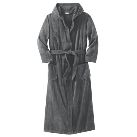 KingSize Men's Big & Tall Tall Terry Velour Hooded Maxi Robe