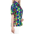 thumbnail image 4 of HAPPY BAY Hawaiian Shirts Womens Floral Summer Beach Party Blouse Shirt Blouses Short Sleeve Vacation Tops Casual Button up Dress Shirts for Women L Tropical, Royal Blue, 4 of 5
