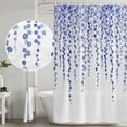 thumbnail image 5 of Navy Blue Polka Dots Shower Curtain, Waterproof Shower Curtains for Bathroom, Vintage Abstract Art Watercolor Washable Fabric Bathtub Curtain Set Bath Decor with 12 Hooks 72"x78", 5 of 8