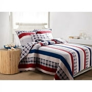 Nautical Stripes Cotton Quilt Twin Set, 68 Inch x 88 Inch by Greenland Home Fashions