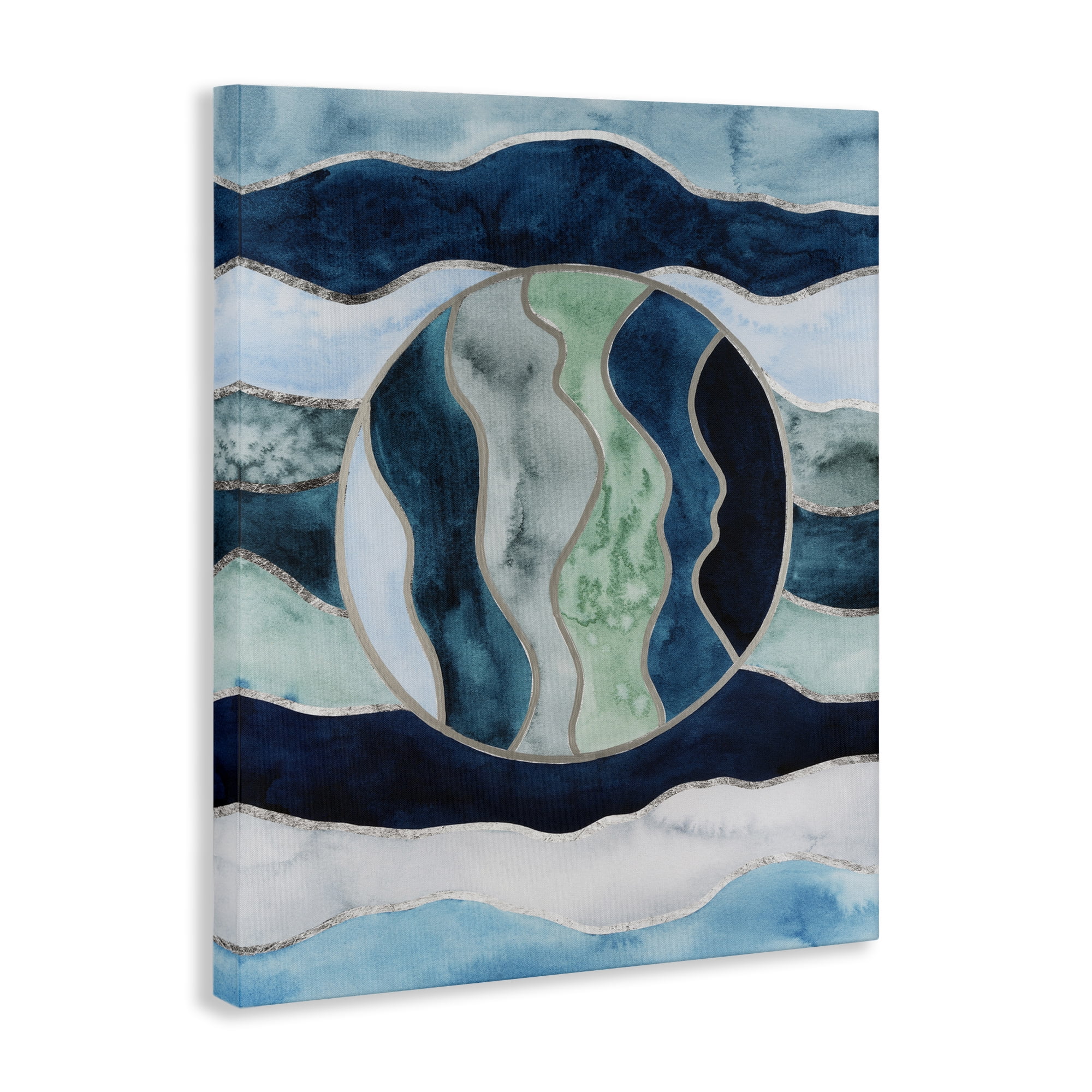 Stupell Industries Rotated Circle on Waves Abstract Painting Wrapped Canvas Art Print Wall Art, 24 x 30