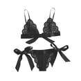 thumbnail image 2 of Conjunto de ropa interior de encaje floral encantador para mujer, regalo de lencería de bragas de malla, negro, XL Methold XX000194-19, 2 of 7