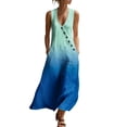 thumbnail image 2 of Kojanyu Summer Dresses for Women 2026 V Neck Sleeveless Boho Maxi Dresses with Pockets Casual Loose Vacation Printed Dresses, S-XXL, 2 of 8