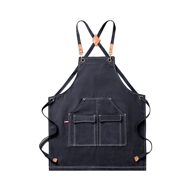 Delantal de lona Delantal de chef Delantal de barbero resistente y grueso Delantal de jardinería Portátil Negro