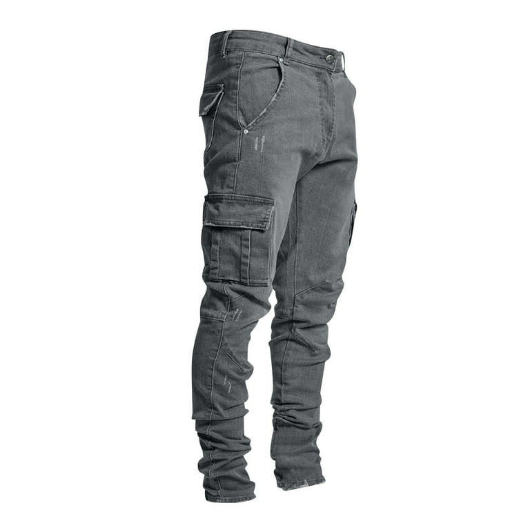 ZHUASHUM Jeans For Men Fashion Oversized Ripped Slim Jeans