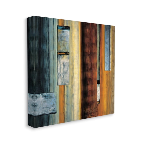 Stupell Industries Rustic Rectangular Abstraction Brown Orange Blue, 24 x 24, Designed by Aaron Summers