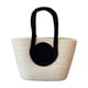 thumbnail image 2 of Bolso de Tote Tejido de Cuerda Gran Capacidad 12.6x7.87x3.94in Color Khaki con Bloque de Color Blanco, Bolso de Playa para el Hombro con Asa Portátil y Duradera., 2 of 6