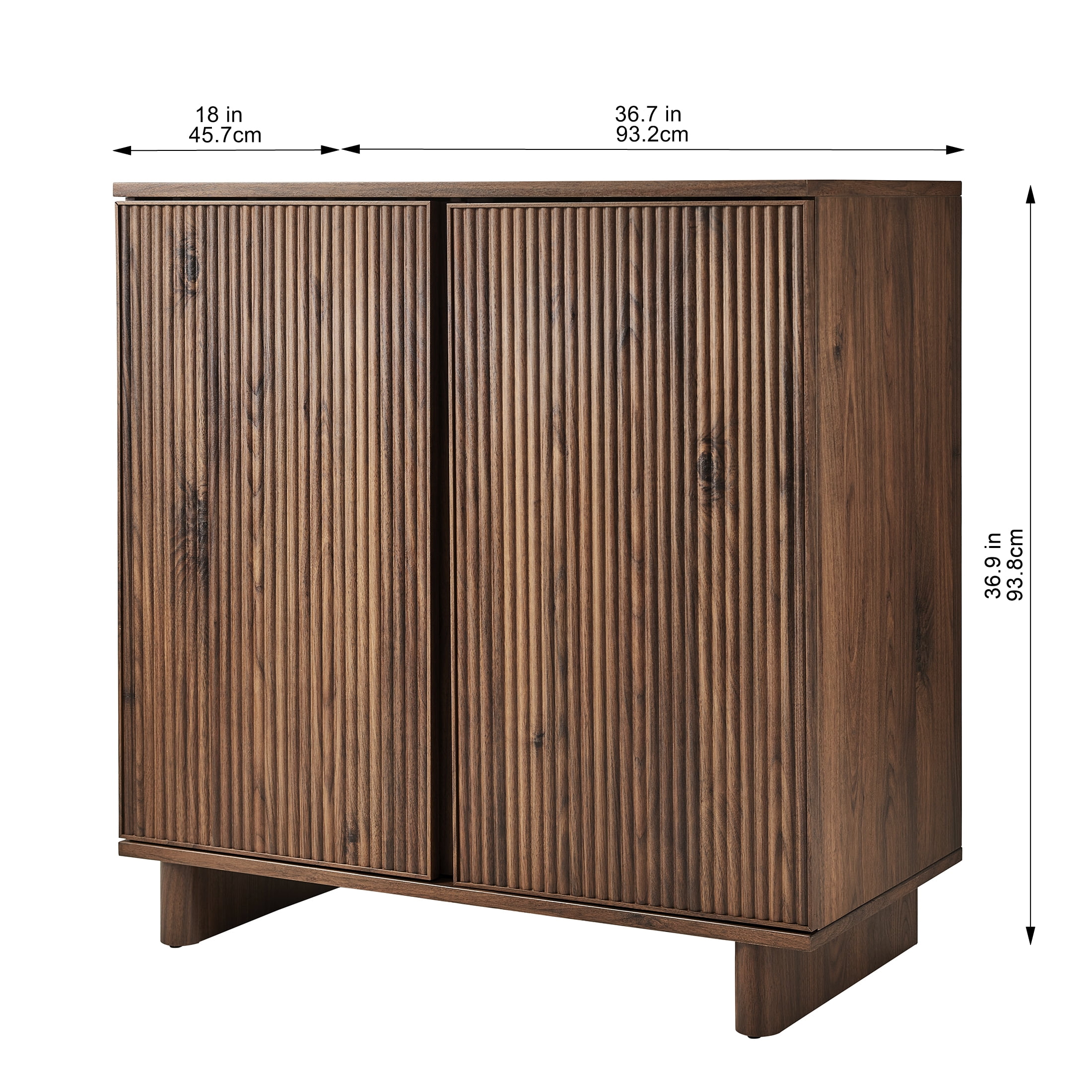 Better Homes & Gardens Lillian Fluted Bar Cabinet with Storage, Walnut Finish
