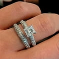 thumbnail image 2 of EOEMY Glamorous 2 Pcs/Set 925 Silver Ring Cubic Zircon Engagement Jewelry Sz 6-10, 2 of 6