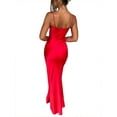 thumbnail image 6 of Coduop Women's Satin Spaghetti Strap Bodycon Long Dress Sleeveless Deep V Neck Evening Party Dress, 6 of 7