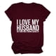 thumbnail image 1 of Camiseta del alfabeto para mujer, camiseta holgada de manga corta con cuello redondo y estampado de letras I LOVE MY HUSBAND para mujer, 1 of 5