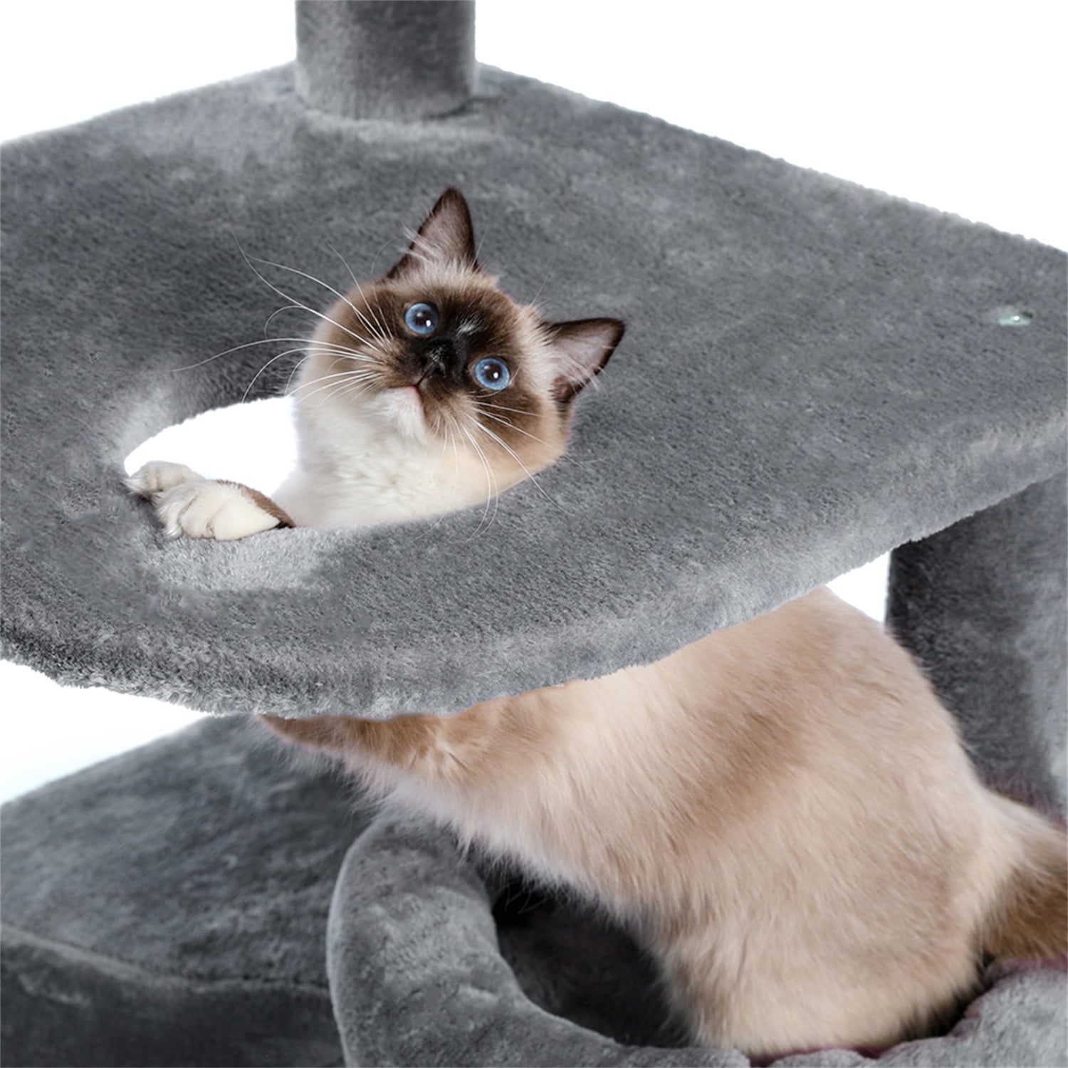 Pefilos Cat Tree for Indoor Cats Large with Scratching Post and Hanging Bed Cat Condo for Multiple Cats, Cat Tree Tower for Outdoor, Gray Pefilos Cat Tree for Indoor Cats Large with Scratching Post and Hanging Bed Cat Condo for Multiple Cats, Cat Tree Tower for Outdoor, Gray