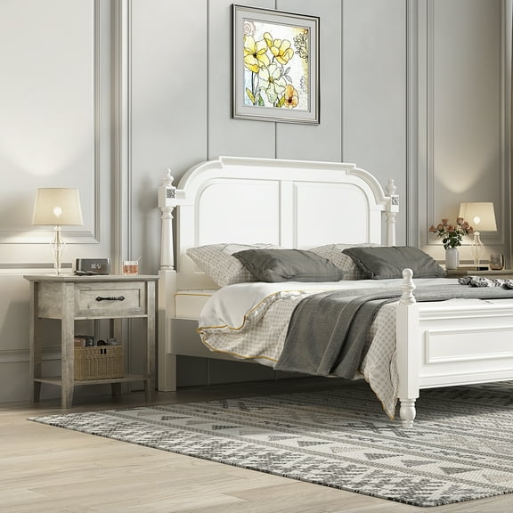 Amyove Square Nightstand, Bedside Table End Table for Bedroom Nursery Living Room, End Table with Storage Drawer, Easy Assembly, Grey