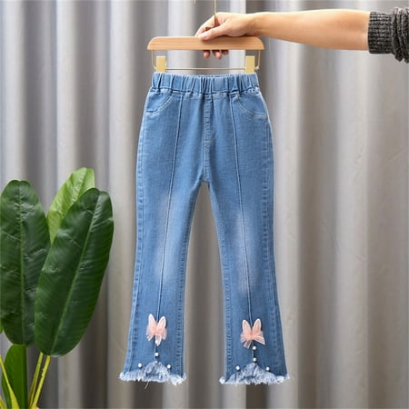 

YWDJ Toddler Kids Baby Girls Fashion Cute Sweet Boe Flared Pants Trousers Jeans Pants Pink 2-3Years