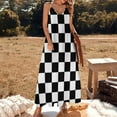 thumbnail image 3 of Black And White Checkered Pattern Sleeveless Dress Loose Women's Dress Dresses Luxury Evening Dresses, 3 of 9