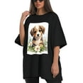 thumbnail image 4 of Plus Size Shirt for Women Black Tops for Women Oversized Short Sleeves Shirt for Women Puppy T Shirt Crewneck Shirt for Women L, 4 of 5