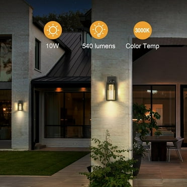 2 Pack Exterior Lighting Fixtures Wall Mount, Black Outdoor Porch Lights for House with Crystal Bubble Glass, 10W LED Modern Outdoor Sconce Lantern for Garage, Patio Wall Light Fixture