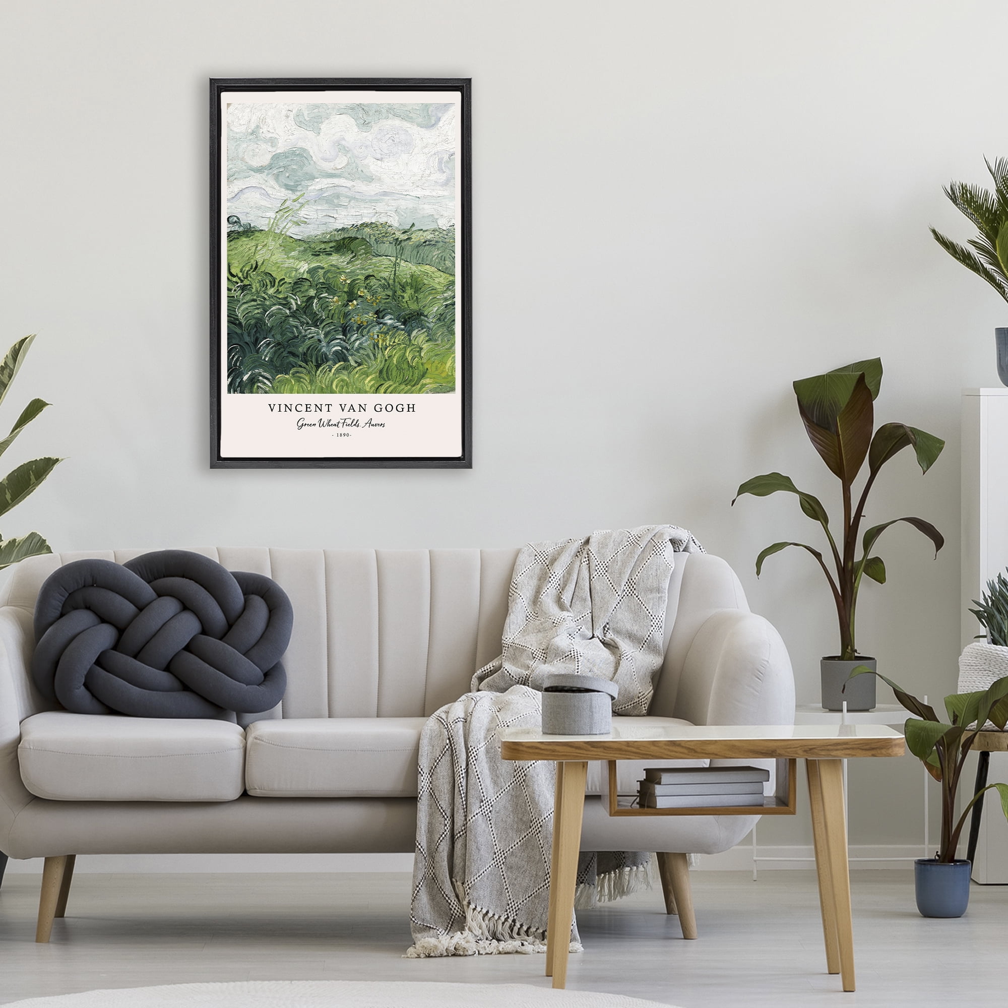 Stupell Industries Classic Green Wheat Fields Black Framed Floater Canvas Wall Art, design by Vintage Hustle