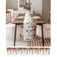 thumbnail image 3 of Red Green Christmas Burlap-Cotton Table Runner 36 Inches Long,Xmas Balls Botanical Poinsettia Farmhouse Table Runners,Outdoor Dining Tablecloths Decor for Baby Shower Party Wedding 13x36, 3 of 9
