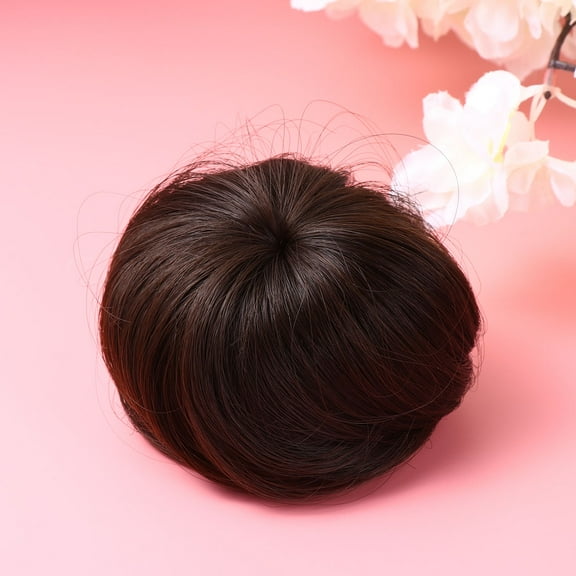 IDEANATEGRATE 2Pcs Hair Bun Wig Messy Hair Bun High Temperature Fiber Round Bun For Women Everyday Use Dark Brown