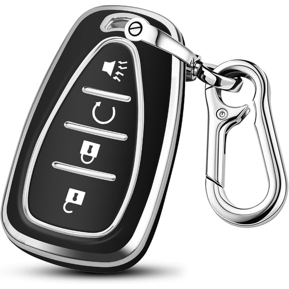 Key Fob Cover Compatible with Chevrolet Equinox Malibu Traverse Blazer Camaro Impala Cruze Volt Bolt Sonic Trax Tahoe Keychain Case Holder Protector,4-Buttons-Black