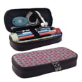 thumbnail image 2 of Vsdgher Hand Drawn Strawberry Print Pen Case Leather Pencil Pouch Markers Holder Big Capacity Bag with Zippered Pocket for Stationery Tool, 2 of 6
