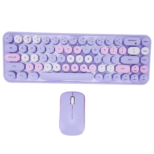 Keyboard Mouse Combo, 3 DPI Auto Sleep Wireless Keyboard Set 2.4GHz for Office Purple Theme