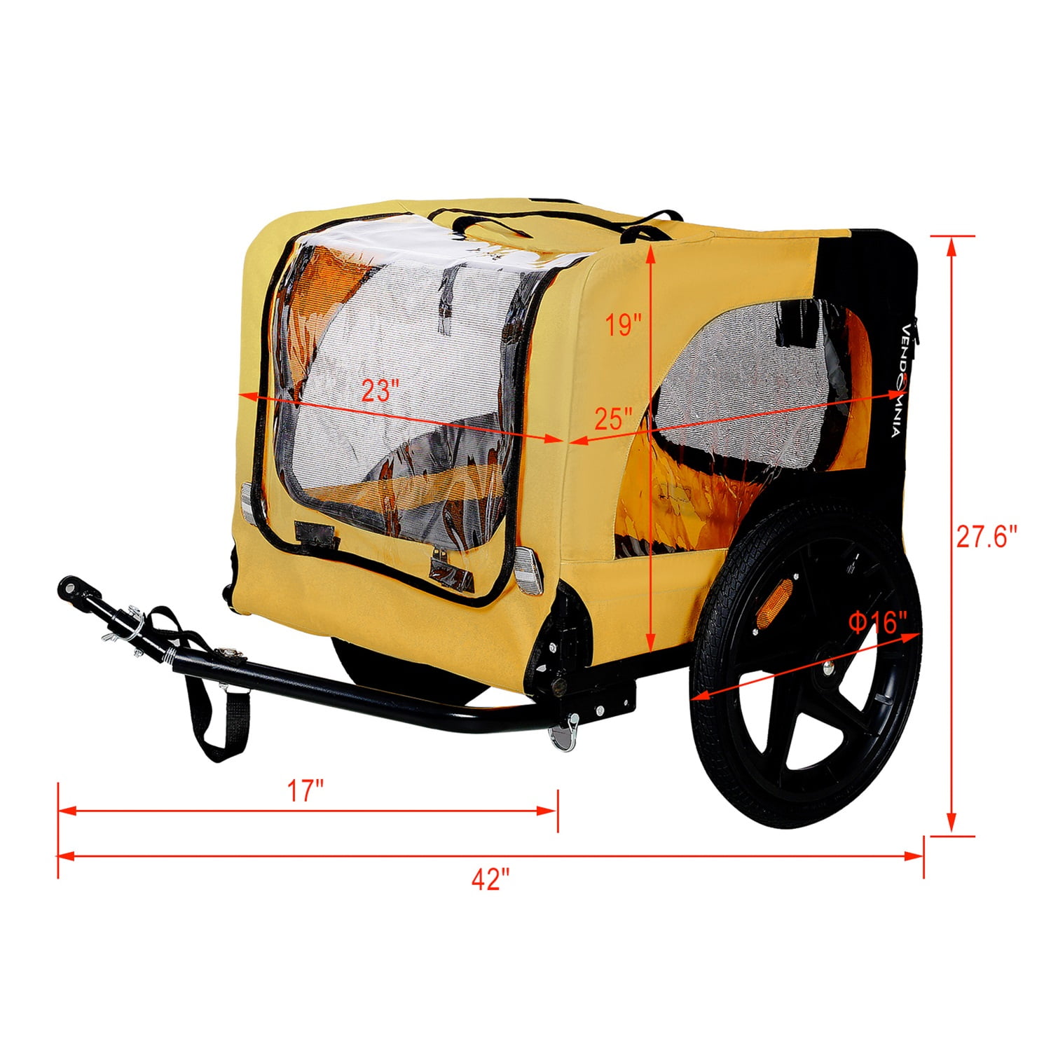 Pefilos 45" Heavy Duty Dog Bike Trailer, Foldable Pet Stroller Bicycle Carrier, air wheel Pet Bike Trailer for Dogs, Yellow Pefilos 45" Heavy Duty Dog Bike Trailer, Foldable Pet Stroller Bicycle Carrier, air wheel Pet Bike Trailer for Dogs, Yellow