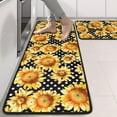 thumbnail image 2 of Kitchen Rugs Sets Of 2,Black Polka Dot Sunflower Pattern Anti Fatigue Kitchen Mat Rugs Non Slip Washable,Decorative Kitchen Floor Mats for Kitchen,Sink,Laundry,17"x47"+17"x47", 2 of 5