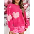 thumbnail image 2 of EYIIYE Chandail Duveteux à Cœur pour Femmes Adolescente Fille Manches Longues Tricot Chandail Col Rond Tricot Torsadé Épais Chandails Femmes Ample Décontracté Hauts Doux pour Printemps Hiver Automne Vêtements d'Extérieur, 2 of 8