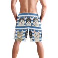 thumbnail image 3 of Dailycode Men's Quick Dry Swim Trunks Beach Shorts Casual Summer Board Shorts with Pockets, Cats with Blue White Striped, 3 of 8