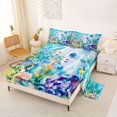 thumbnail image 2 of jejeloiu Watercolor Ocean Animal Bed Sheets For Girls,Tropical Fish Coral Full Size Sheets,Multicolor Blue,4 Pieces,1 Flat Sheet, 1 Fitted Sheet and 2 Pillowcases, 2 of 6