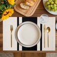 thumbnail image 4 of Black Vintage Placemats Set of 8, Geometric Stripes Simple Lines Placemats for Dining Table, Place Mats for Kitchen Tabletop, Waterproof Wipeable Dining Table Mats Set, 4 of 9
