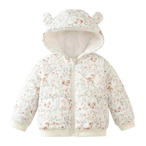 WOYY Girls Floral Coat Winter Warm Hooded Jacket Outerwear, Sizes 18-24M