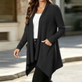 thumbnail image 3 of OGLCCG Womens Open Front Draped Cardigan, Ribbed Knit Long Sleeve Asymmetrical Hem Cardigans with Pockets,Cardigan Sweaters for Women,Size S-XXL, 3 of 7
