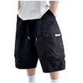 thumbnail image 3 of Bovxnpu Boys Cargo Shorts Pull-On Hiking Shorts Cargo Shorts Large Pocket 5-Pocket Boys Casual Loose Summer Shorts, 3 of 6
