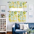 thumbnail image 2 of Summer Yellow Lemons Kitchen Curtains Valances and Tiers Set of 3 Country Farm Watercolor Fruit Green Leaf Blue Plaid Tier Curtains and Valance with Rod Pocket for Small Windows, 27.5"x24", 2 of 9