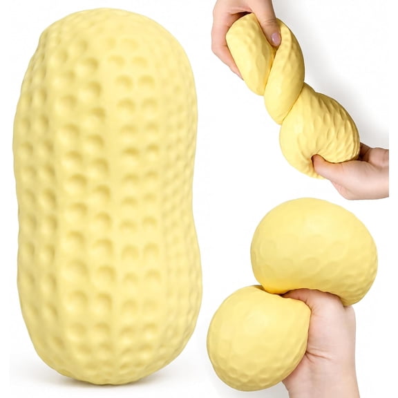 Jumbo Peanut Squishy T'o'y, 4 in Squeeze Fidget Toys,Stress Relief Sensory, Large Realistic Food Stress Ball for Anxiety Relief, Soft Slow Rising Squishy Funny Peanut Gift for Teens & Adults