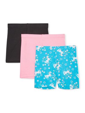 Wonder Nation Girls 4-18 & Plus Solid and Printed 3-Pack Bike Short